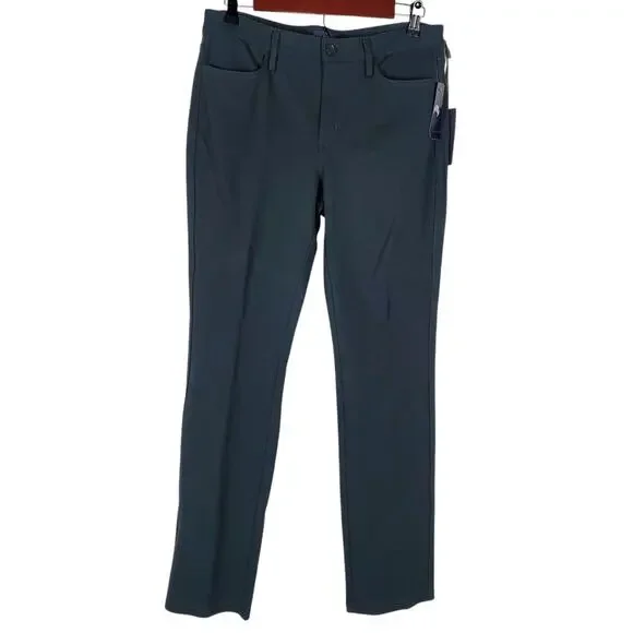NEW NYDJ Cindy Trouser Pant Ponte Knit Womens Sz 8 Petite Gray Slim Leg Stretch - Picture 1 of 13